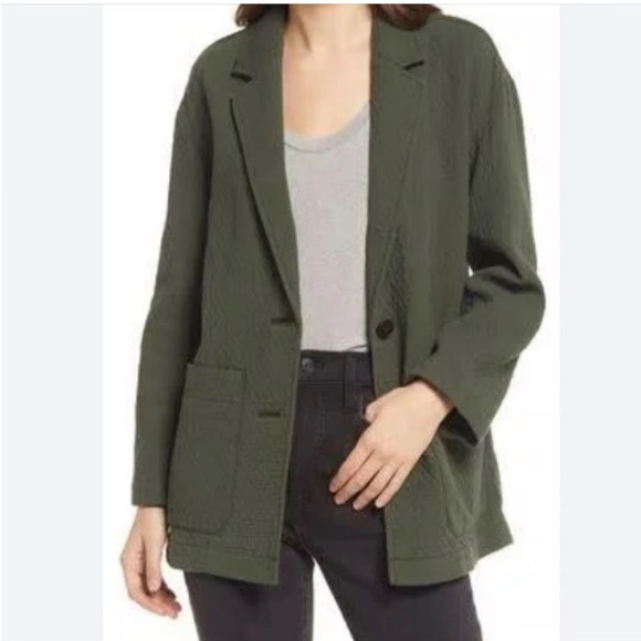 Madewell Diamond Jacquard Shaw Blazer Jacket ‘Dark Forest’ Sz SMALL $148 NWT - Picture 7 of 16